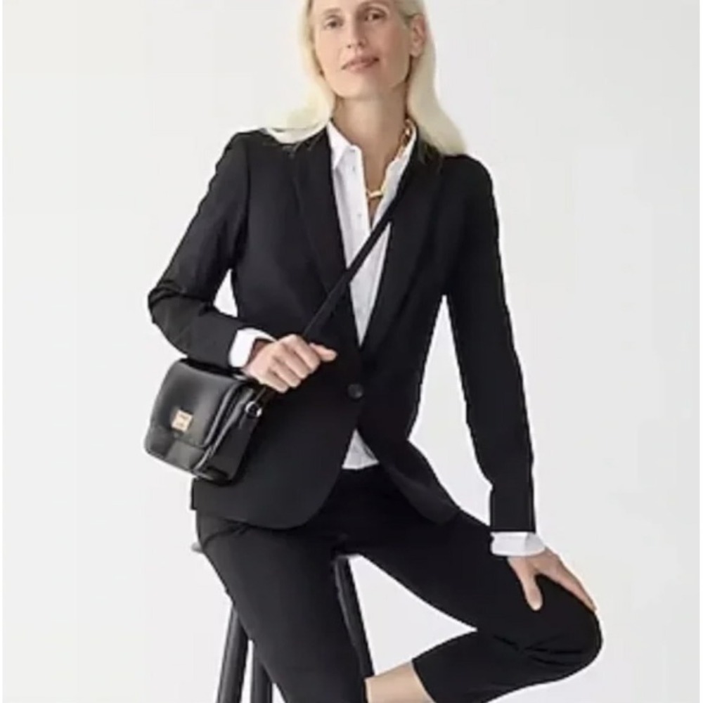 J.Crew Italian Stretch Wool Tollegno 1900 Black‎ Blazer Womens Size 10 Parke